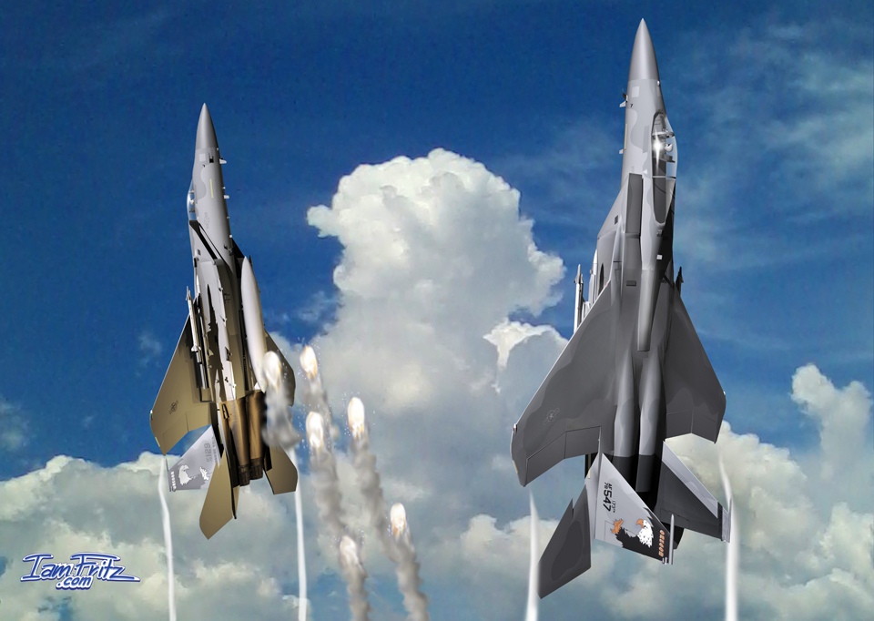 114th F-15C Eagles flares
